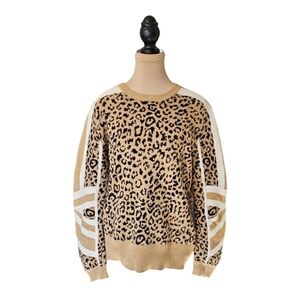 Current/Elliot  Duvall Leopard Print Sweater Wool Cashmere Crew Sweater Sz M